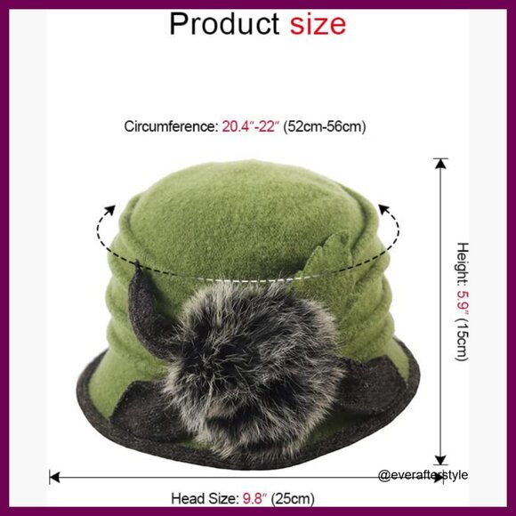 Vintage Wool Beret Bucket Hat Winter Dress Hat main image 5